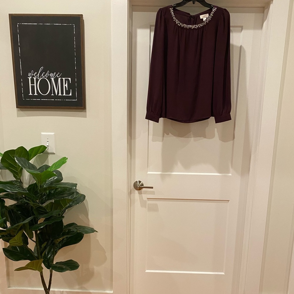Loft Long-sleeve Purple top with beading